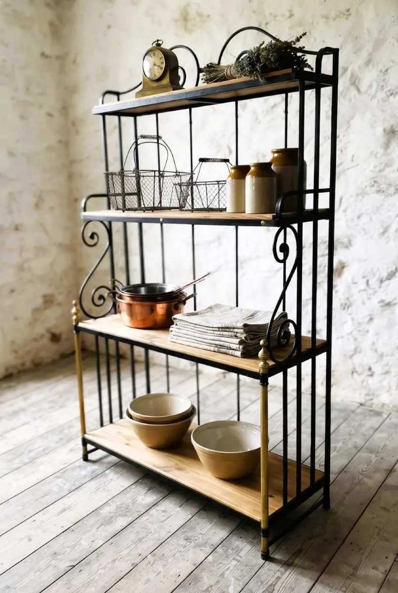 Vintage French Cast Iron Bakers Rack