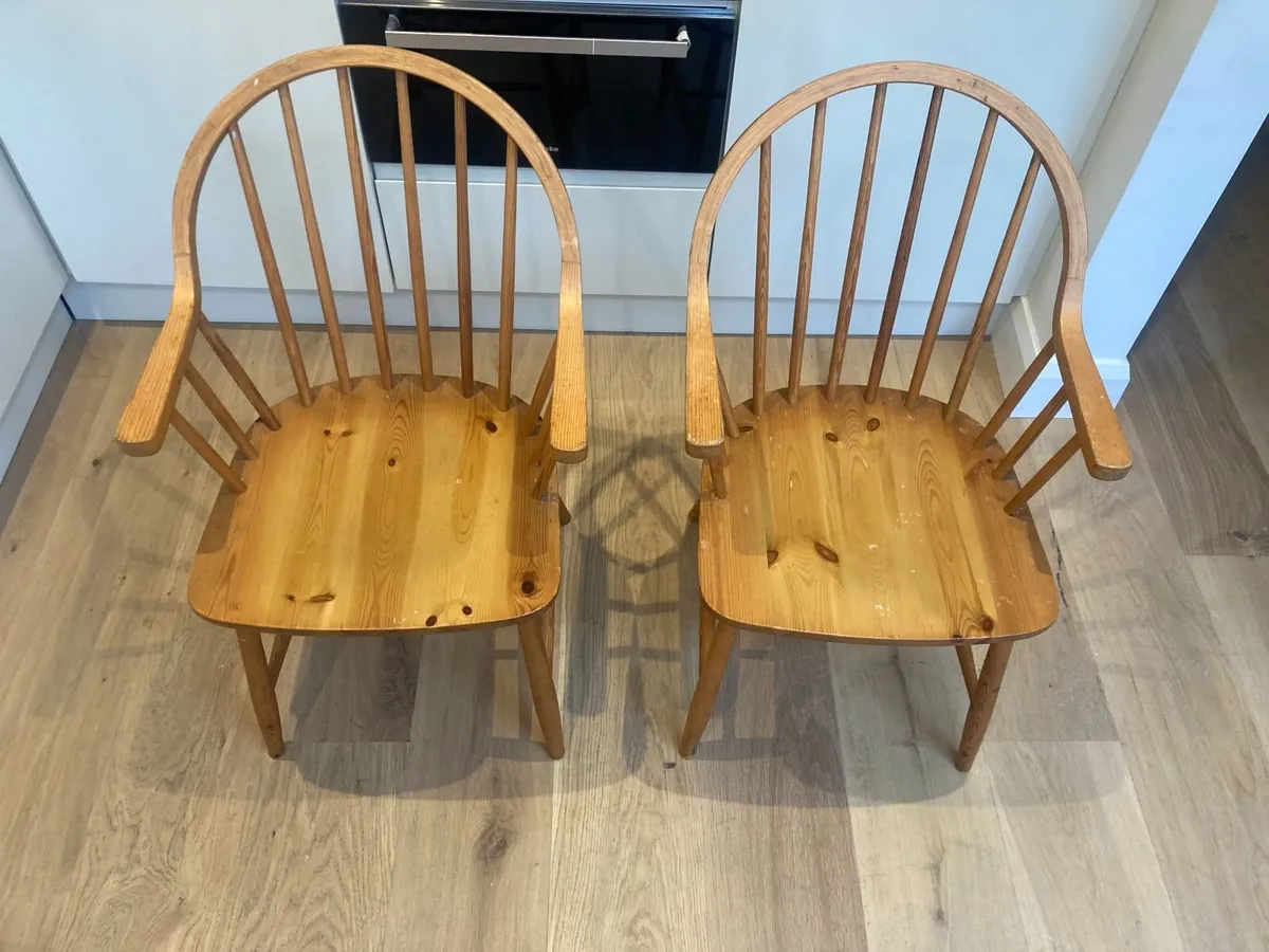 Vintage Chairs x 2 - Windsor - Carver Armchairs - Image 4