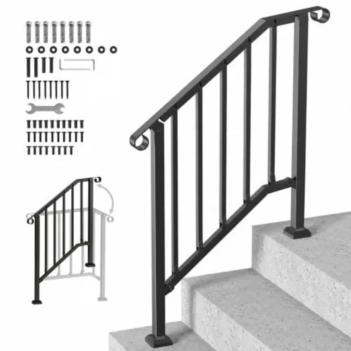 Handrails for Outdoor Steps, 2-3 Step Stair Hand R - Image 1