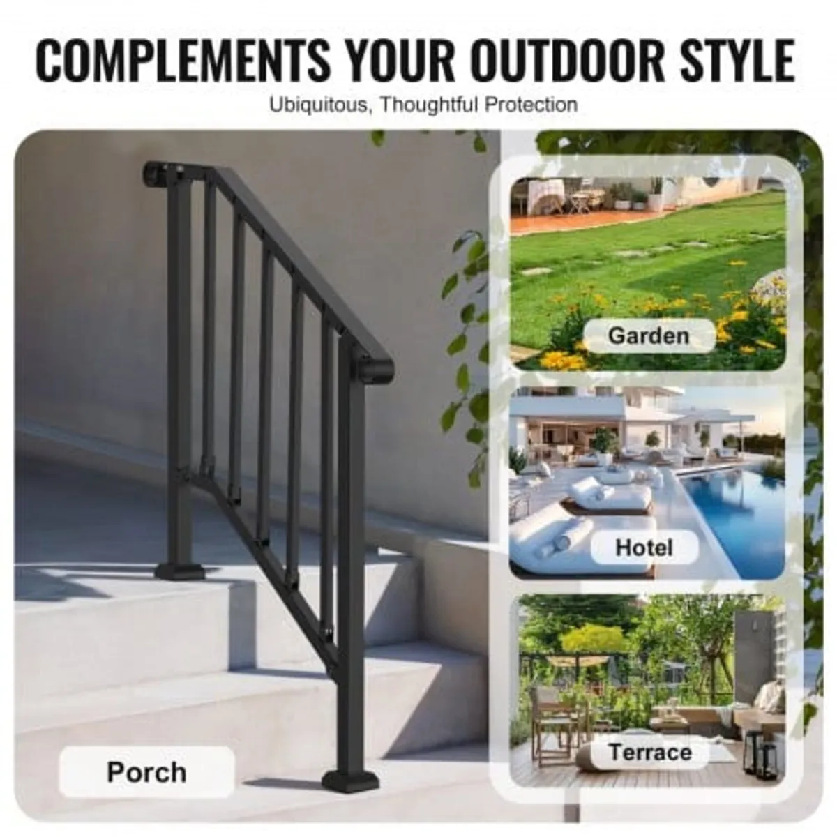 Handrails for Outdoor Steps, 2-3 Step Stair Hand R - Image 4