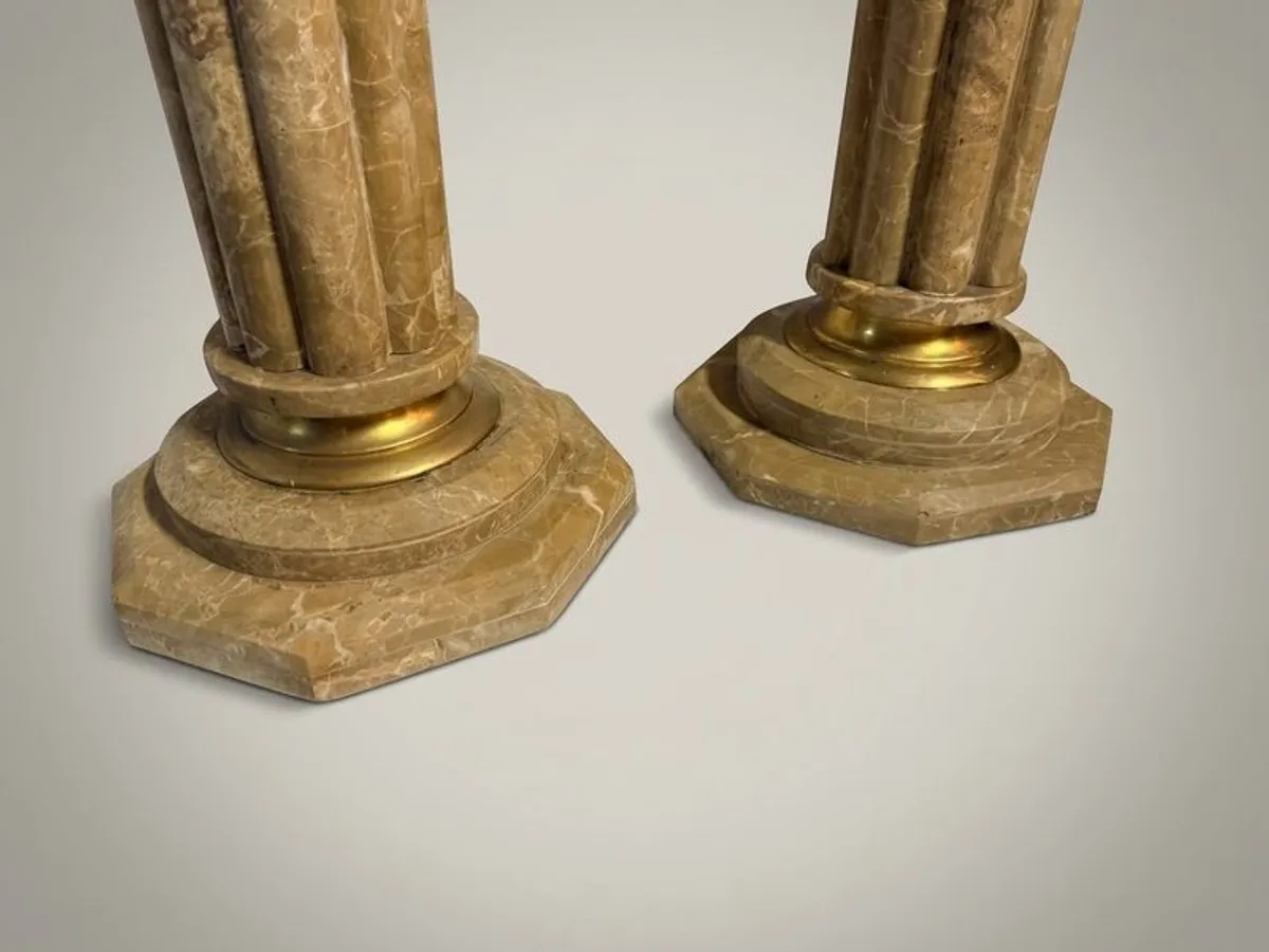 Pair of Marble and Brass Baroque Style Columns - Image 3