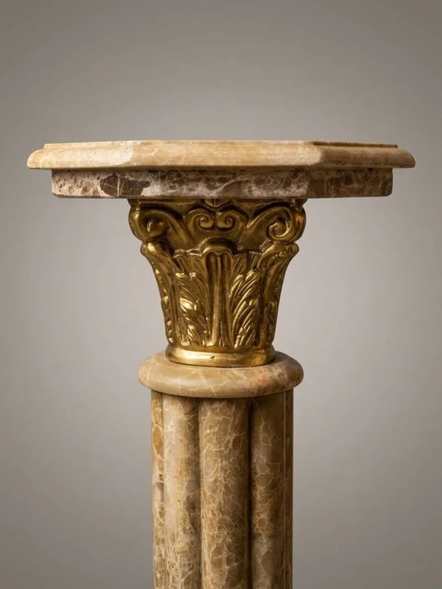 Pair of Marble and Brass Baroque Style Columns - Image 4
