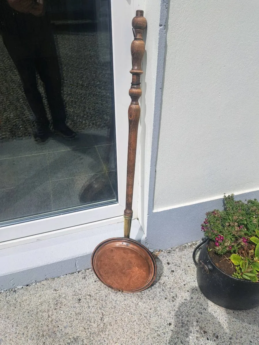Old copper  bed warmer - Image 3