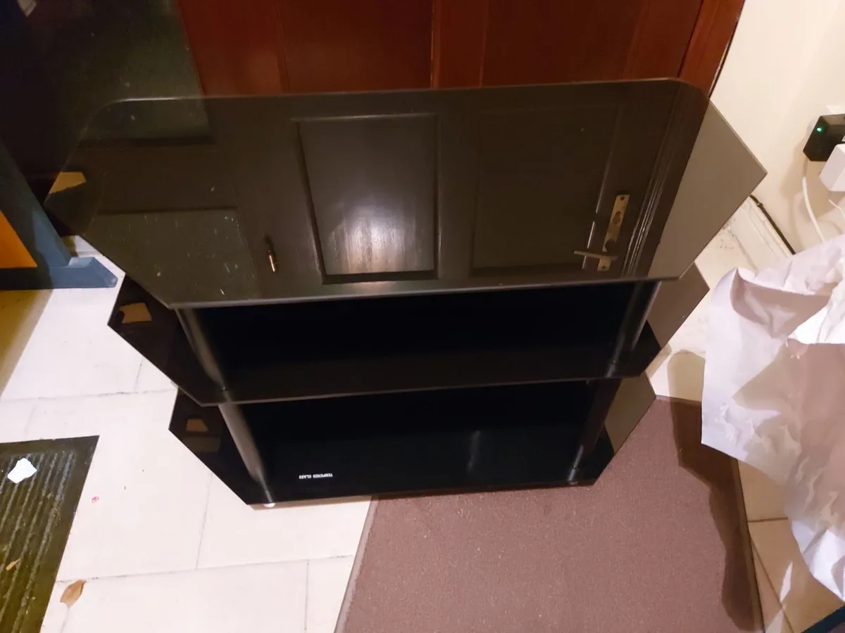 Tempered Glass Black TV Table, 60cm x 40cm - Image 4