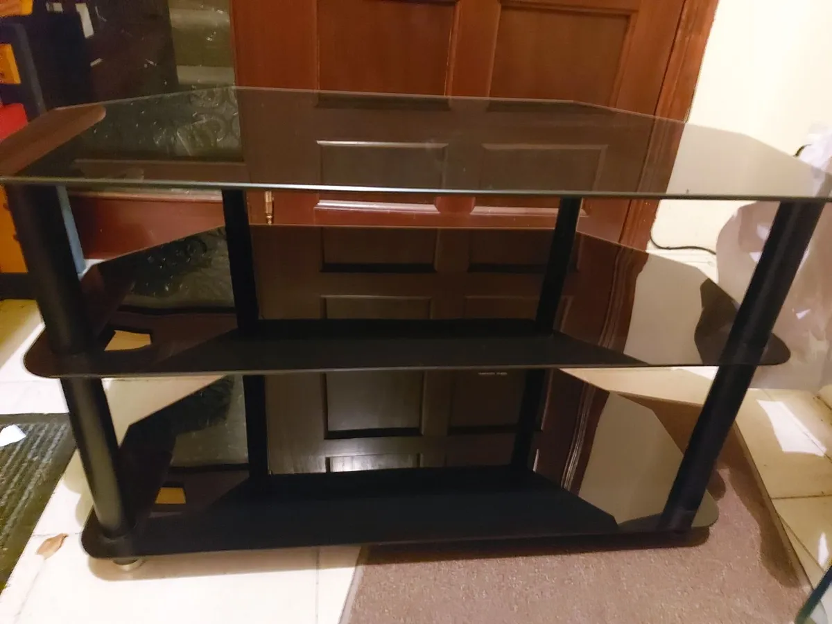 Tempered Glass Black TV Table, 60cm x 40cm - Image 2