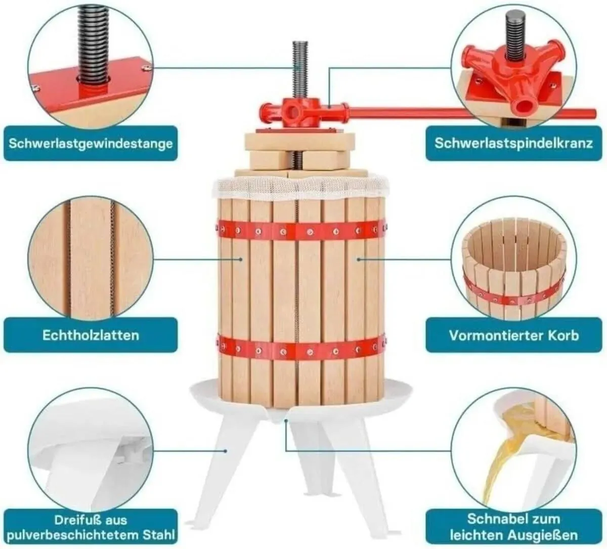 Fruit Press 18L with 7L Fruit Crusher Mill Set - Image 4