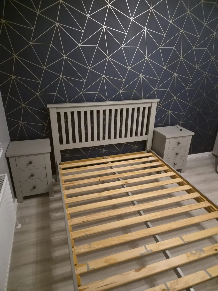 Wooden Double Bedframe + 2x Drawer Bedside Locker - Image 2