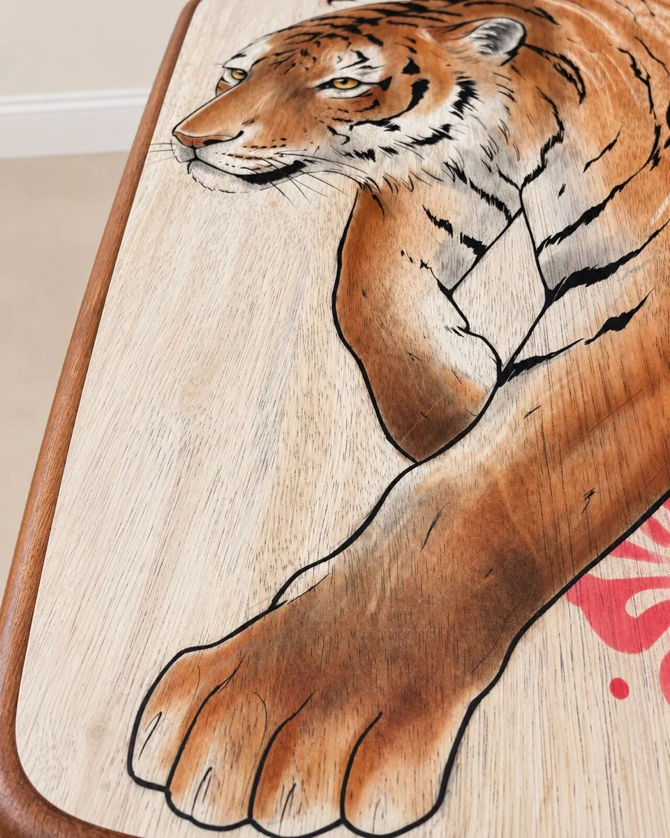 Hand-painted solid wood coffee table - Image 4