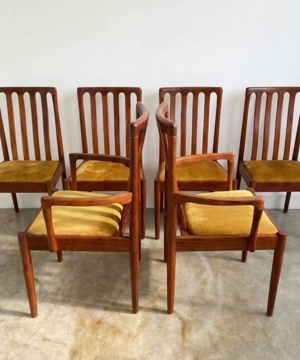 6 Vintage Mid Century Teak Dining Chairs - Image 2