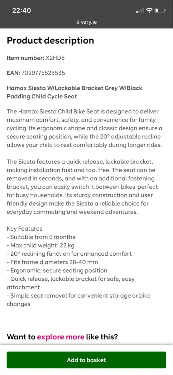 Hamax siesta kids bike seat lockable - Image 3