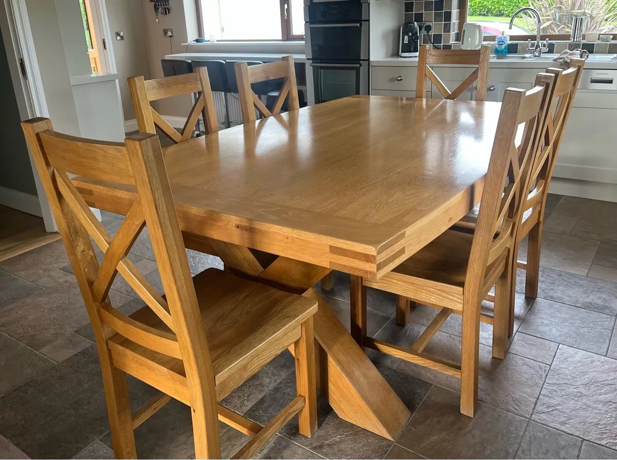 Solid Oak table and chairs - Image 2