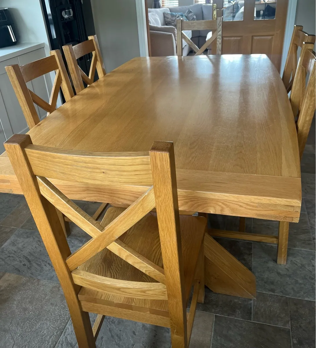 Solid Oak table and chairs - Image 4
