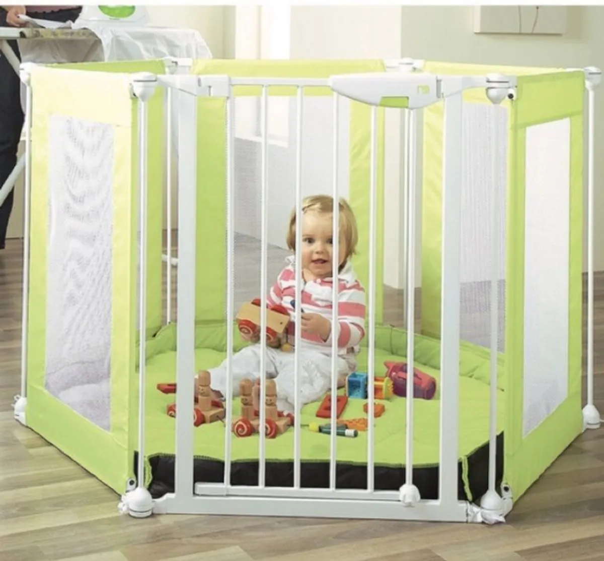 Mothercare Safer Living Soft Play Pen + Room Divider - 6 Panel Lime Green - SH01 - Image 1