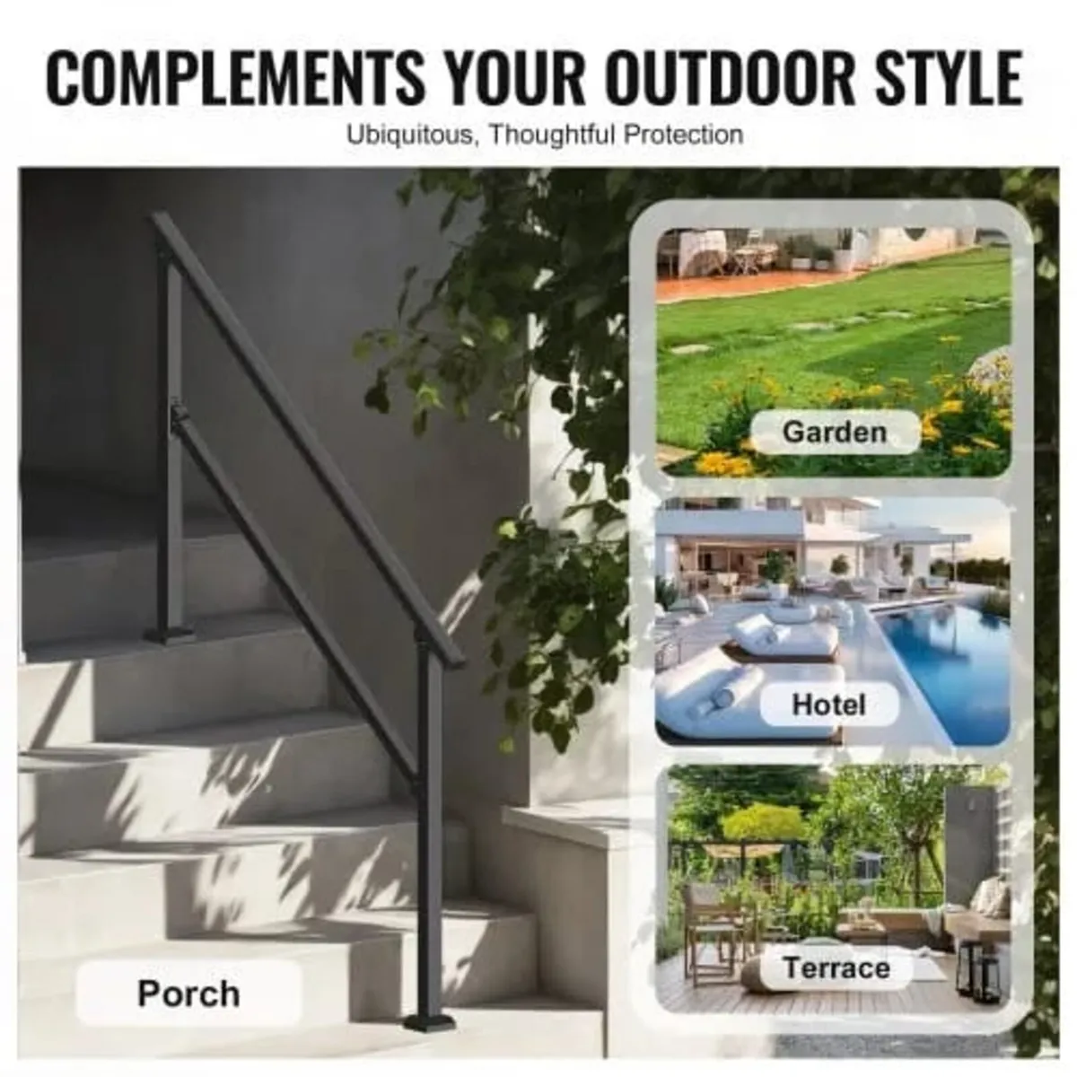 Handrails for Outdoor Steps, 4-5 Step Stair Hand R - Image 3