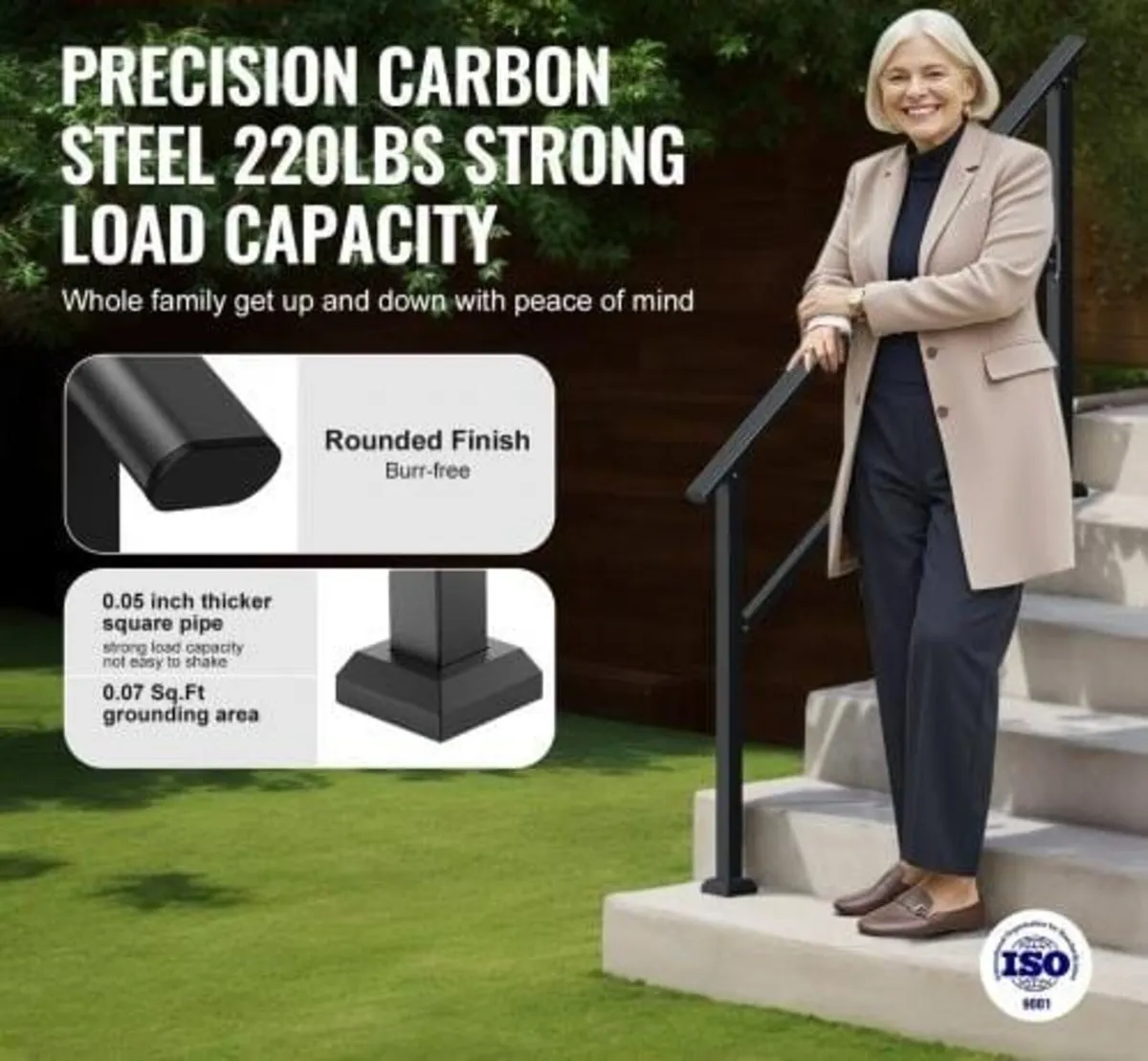 Handrails for Outdoor Steps, 4-5 Step Stair Hand R - Image 4