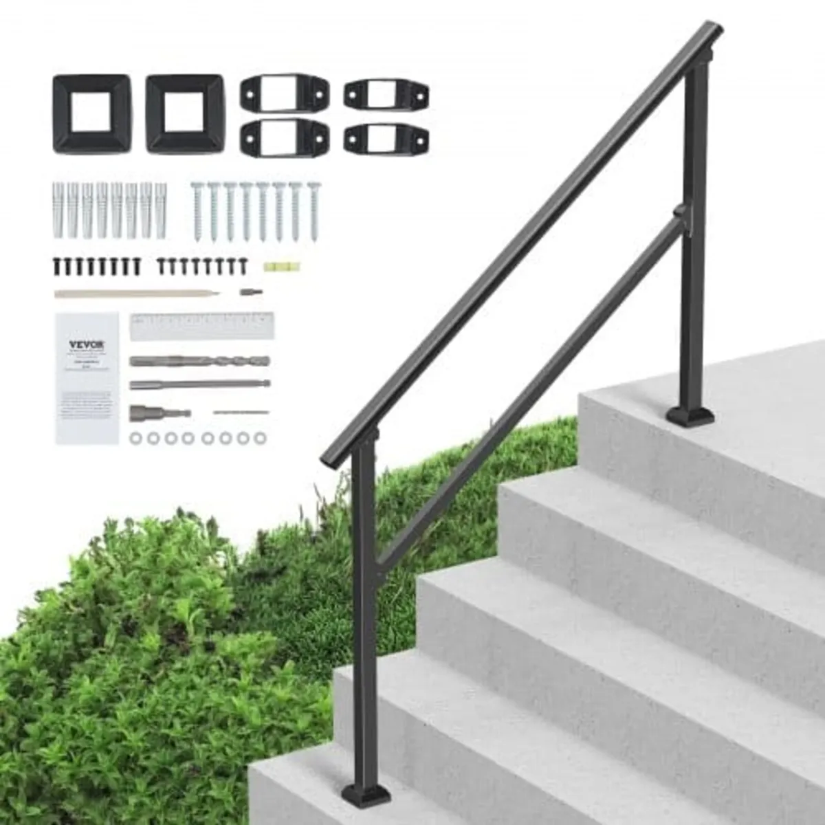 Handrails for Outdoor Steps, 4-5 Step Stair Hand R - Image 1