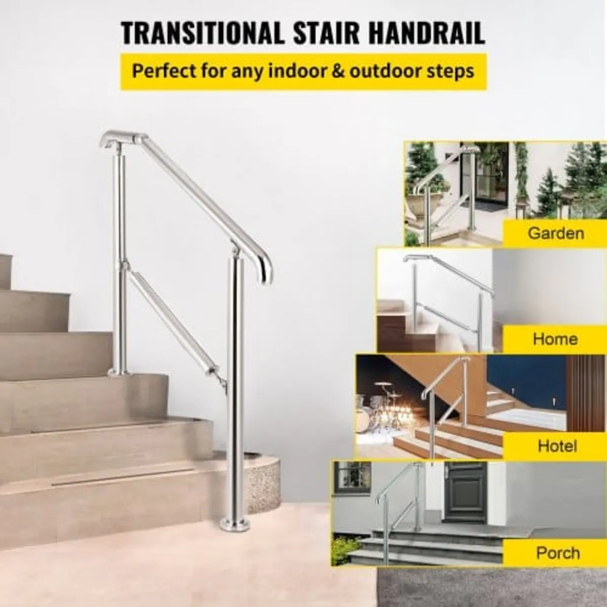 5 Step Railing Stainless Steel Transitional Handra - Image 2