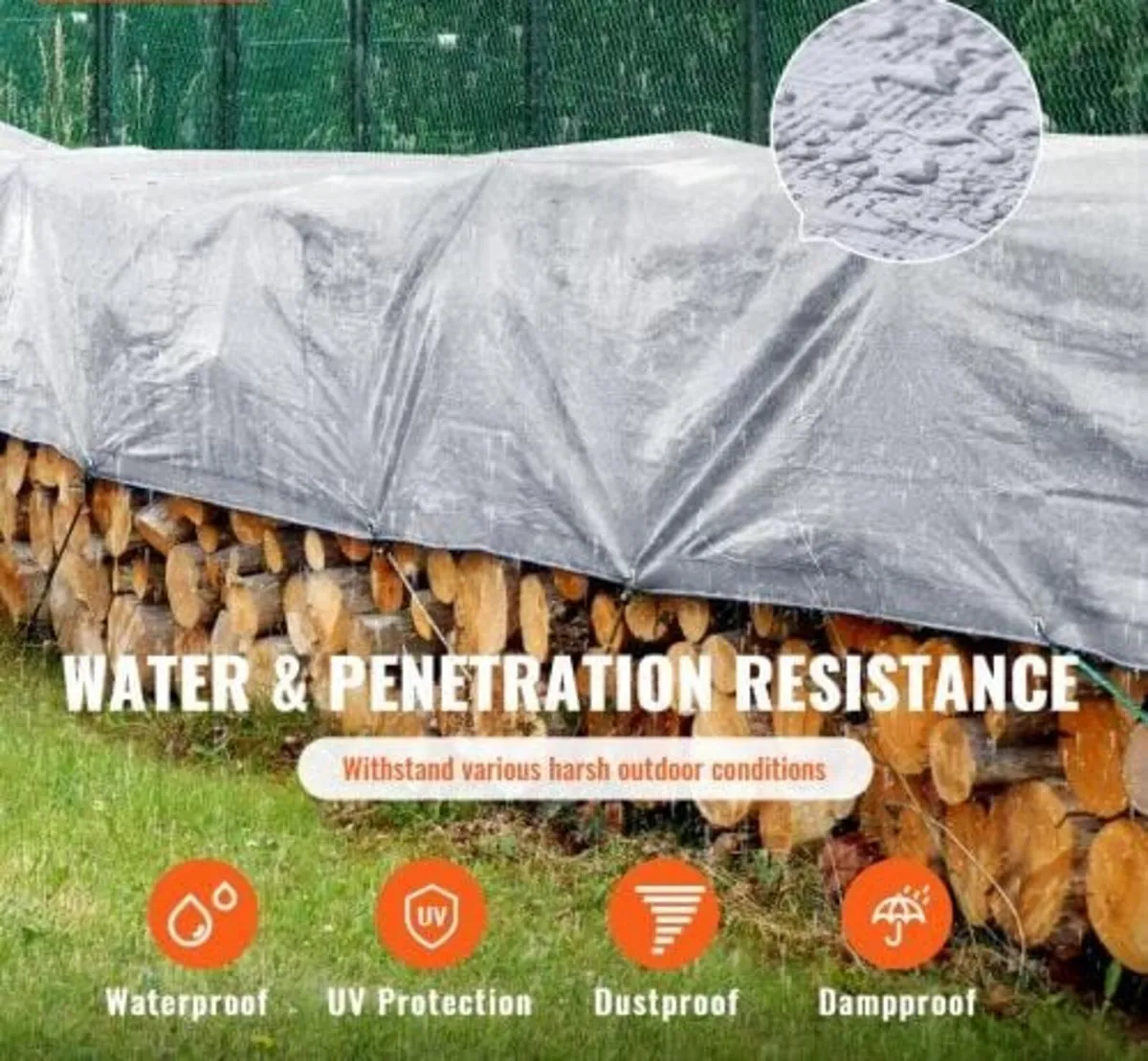 Tarp Waterproof 487.7 x 609.6 cm, Plastic Poly Tar - Image 2