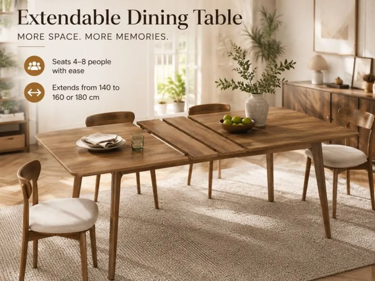 Extendable Wooden Dining Table Seats 4 -8 - Image 2