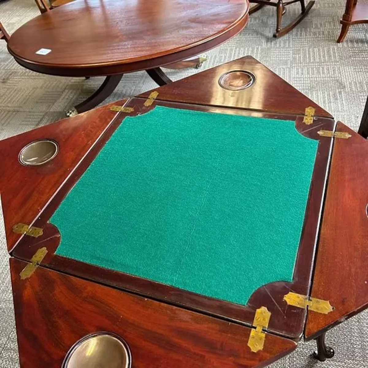 Edwardian  inlaid mahogany games envelope table. T - Image 2