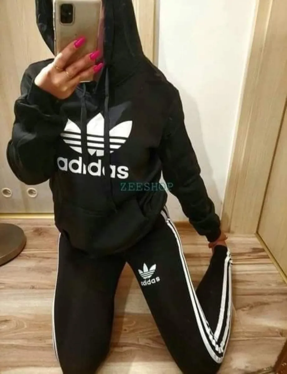 Adidas Black Tracksuit Set – Sweatshirt - Image 1