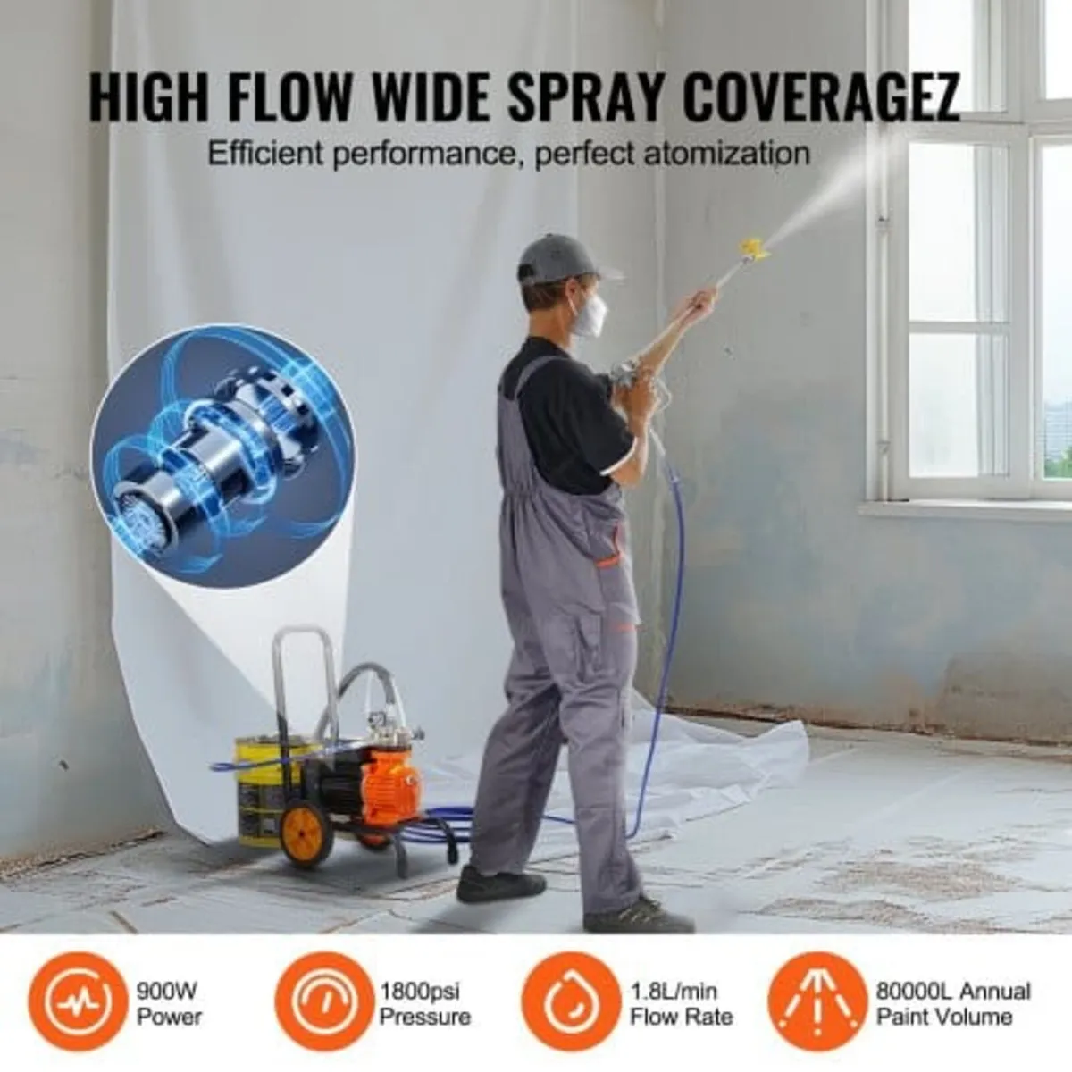 Diaphragm Airless Paint Sprayer, 900 W Efficiency - Image 2