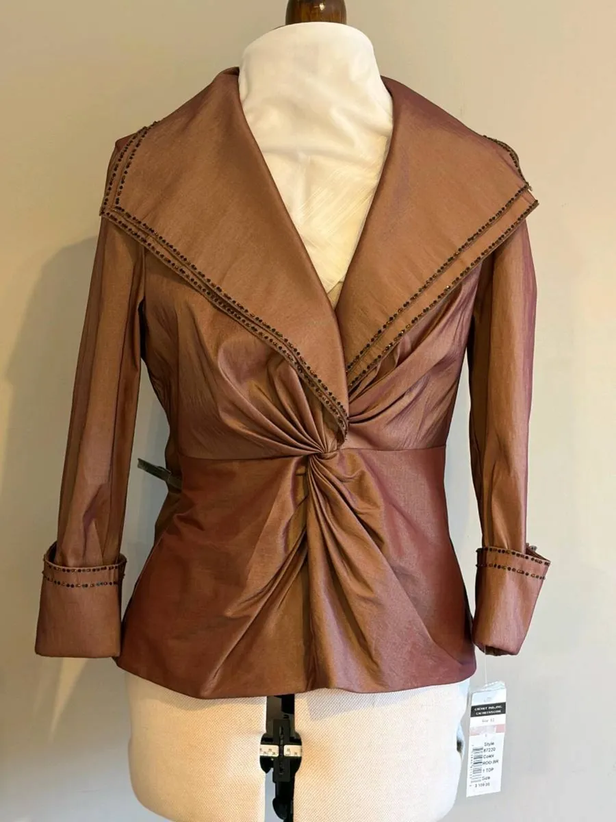 Designer Dress Bronze Blouse with beaded trim. - Image 1