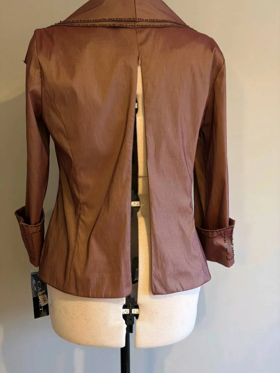 Designer Dress Bronze Blouse with beaded trim. - Image 2
