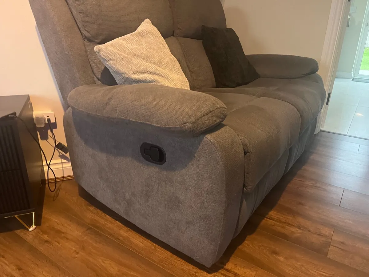 Grey 2 seater recliner sofa - Image 3