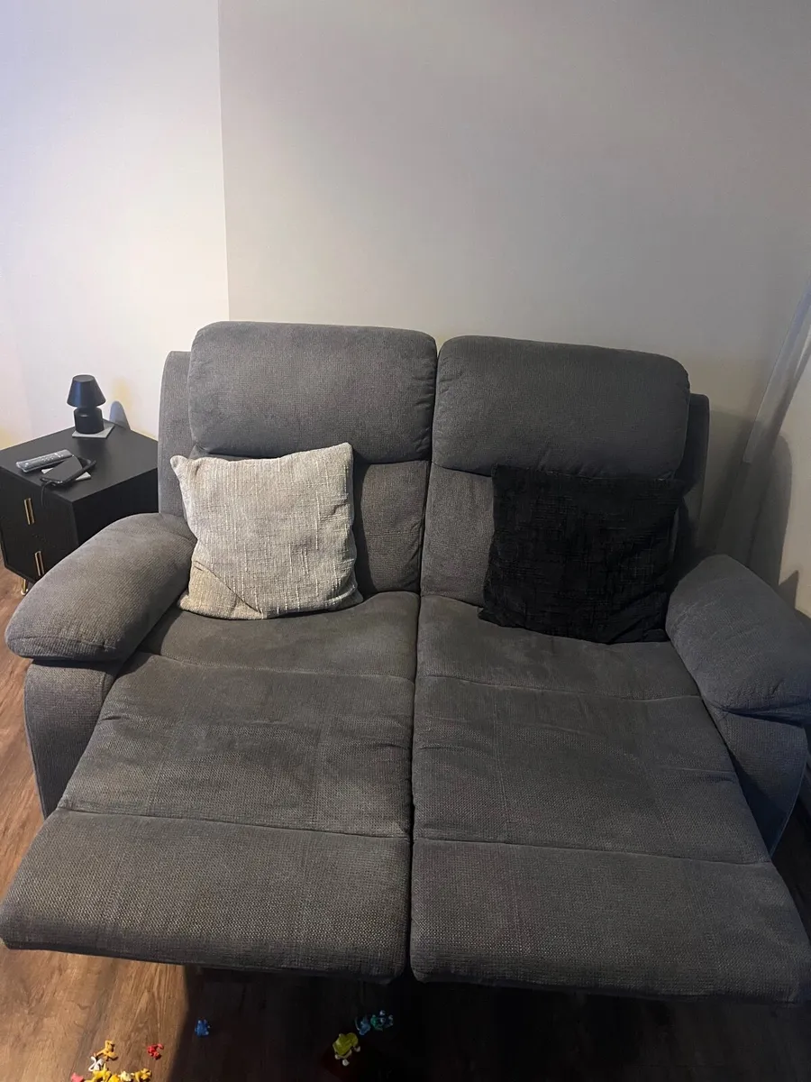 Grey 2 seater recliner sofa - Image 4