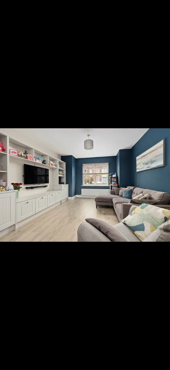 Large grey media wall & TV storage unit - Image 1