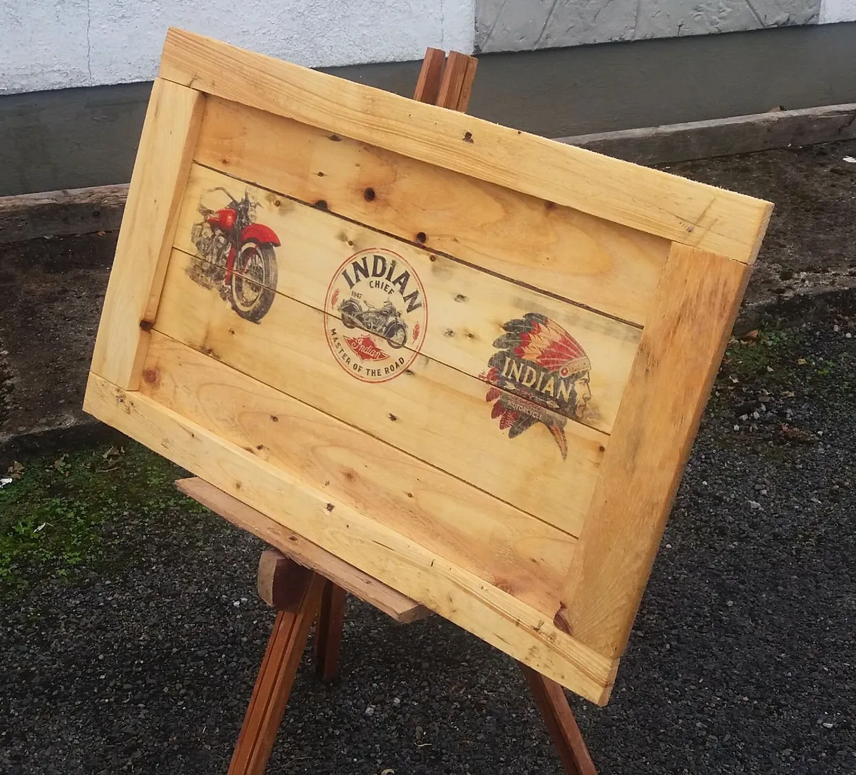 Rustic Vintage Style Motorcycle Sign / Easel - Image 2