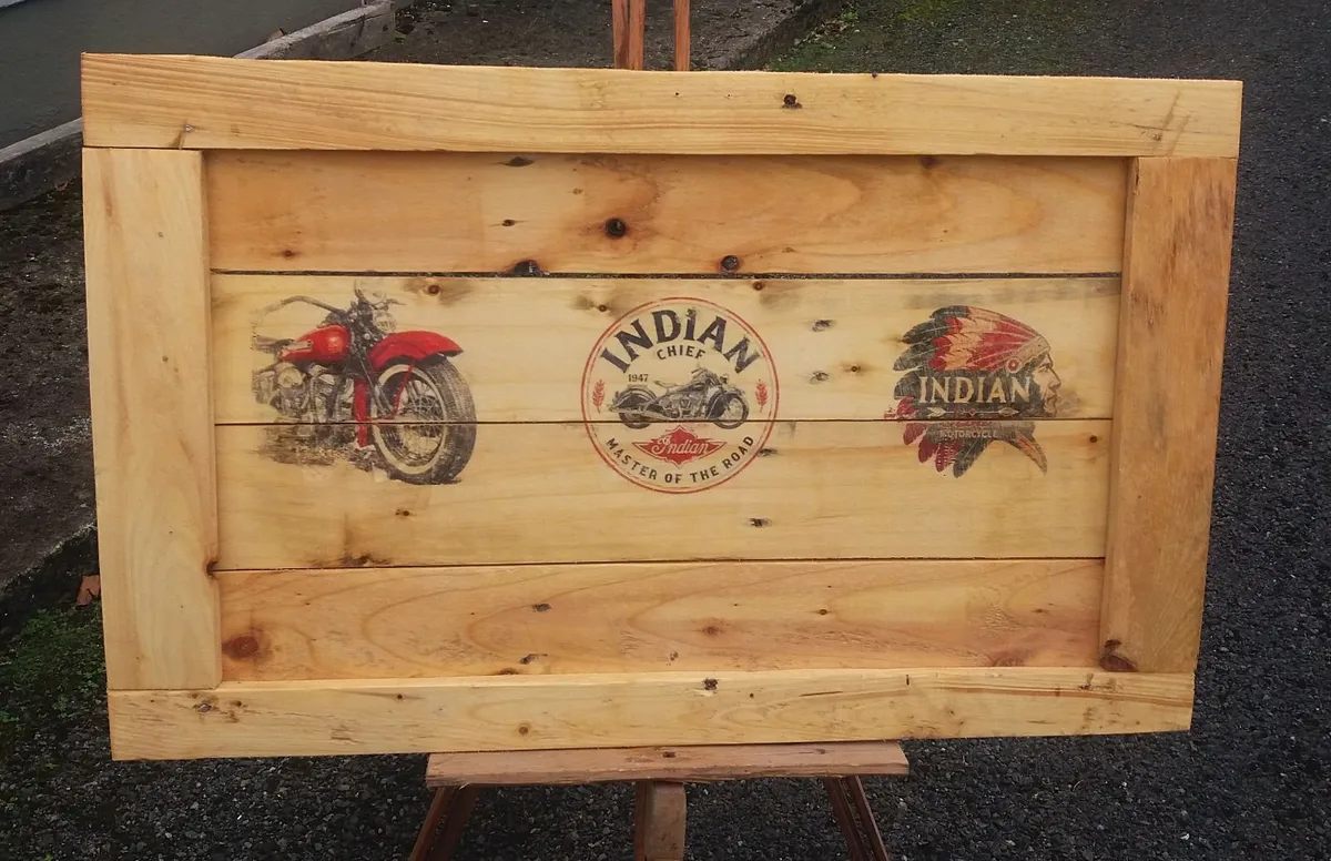 Rustic Vintage Style Motorcycle Sign / Easel - Image 3