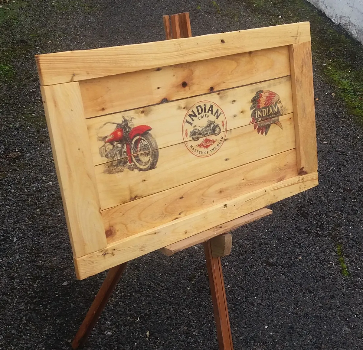 Rustic Vintage Style Motorcycle Sign / Easel - Image 4