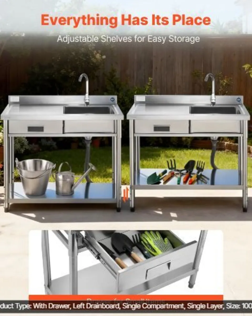 Stainless Steel Utility Sink, Free Standing - Image 3