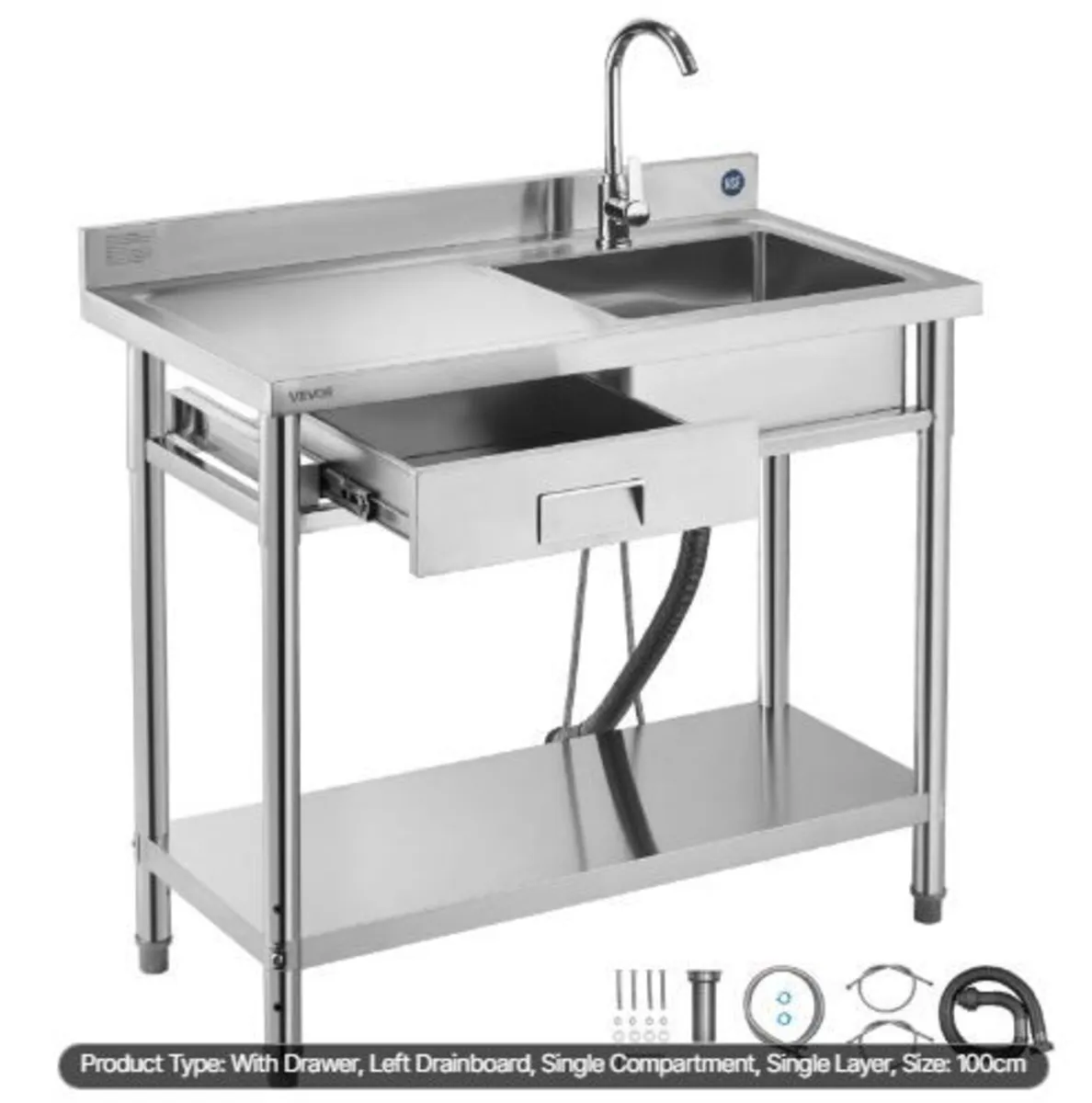 Stainless Steel Utility Sink, Free Standing - Image 4
