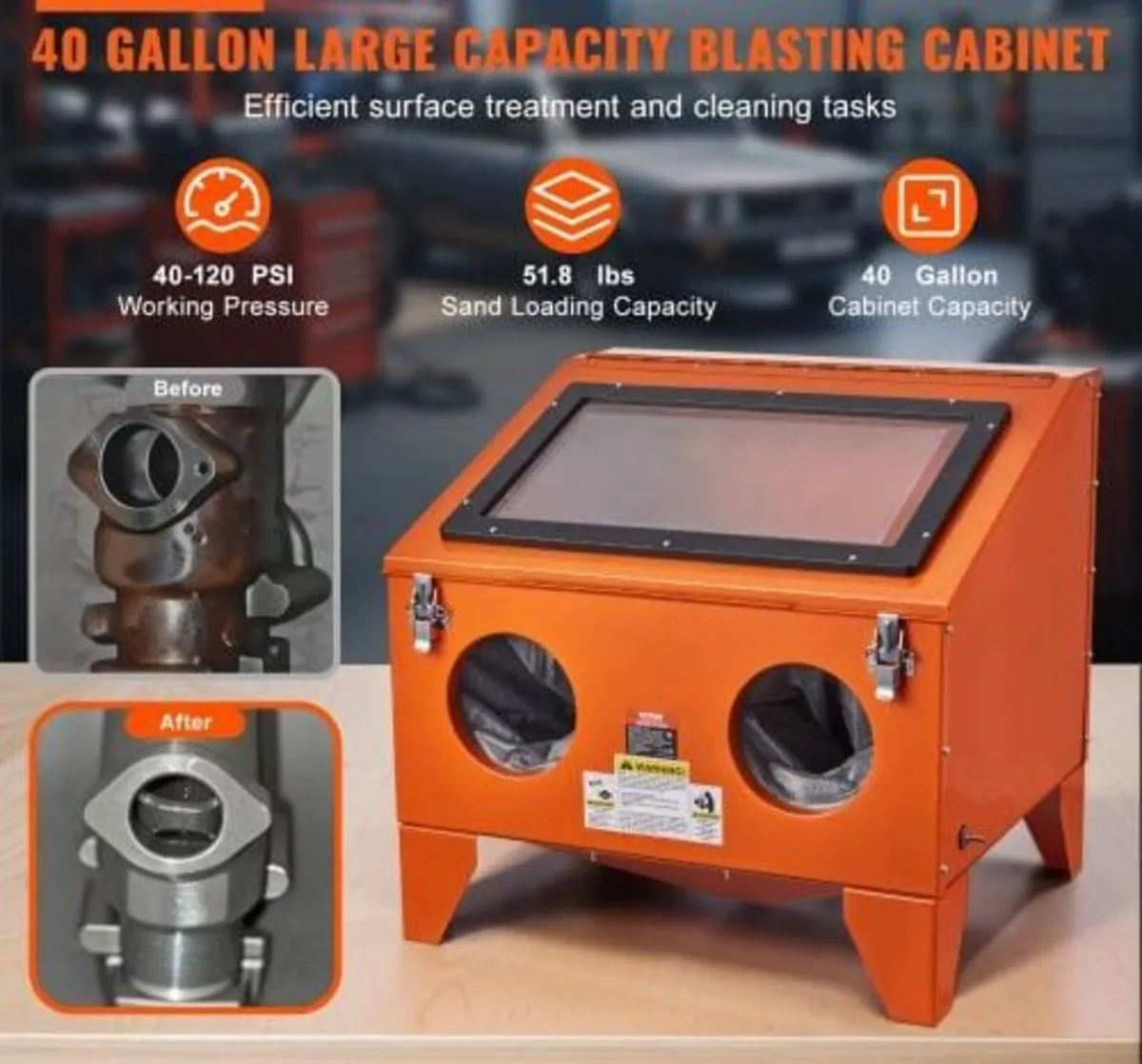 151.4 L Sandblasting Cabinet Benchtop Cabinet with - Image 3