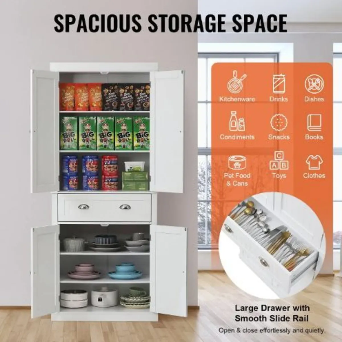 72" Kitchen Pantry Storage Cabinet - Image 4