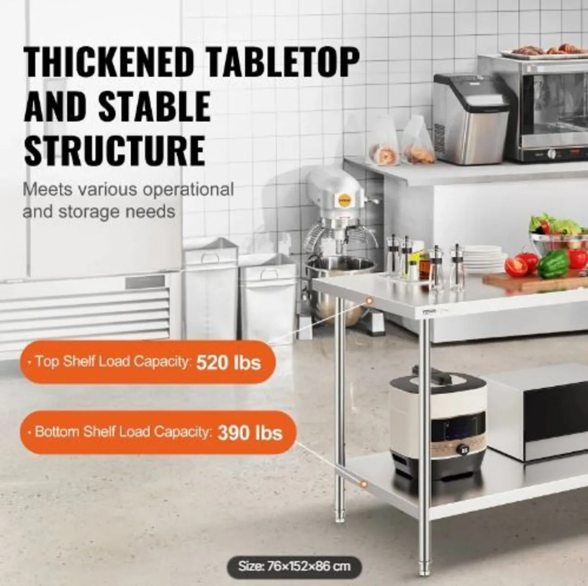 Stainless Steel Prep Table, 30 x 60 x 34 Inch - Image 3