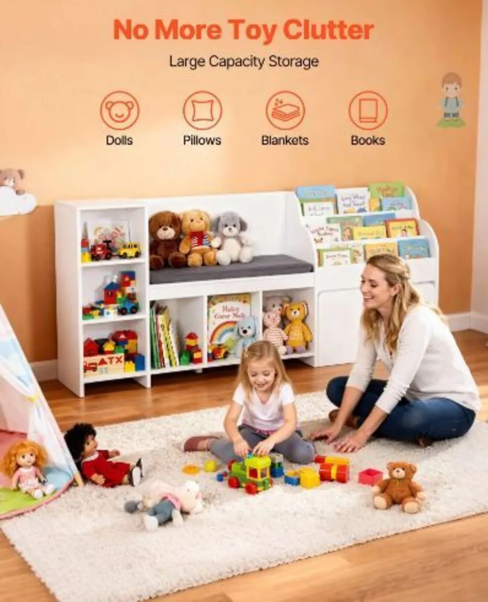 Kids Reading Nook, Wooden Storage - Image 3