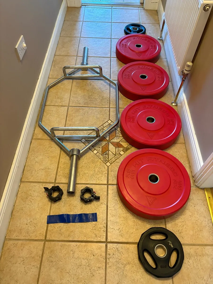 20KG HEX SHRUG SQUAT BAR + OLY WEIGHTS! - Image 1