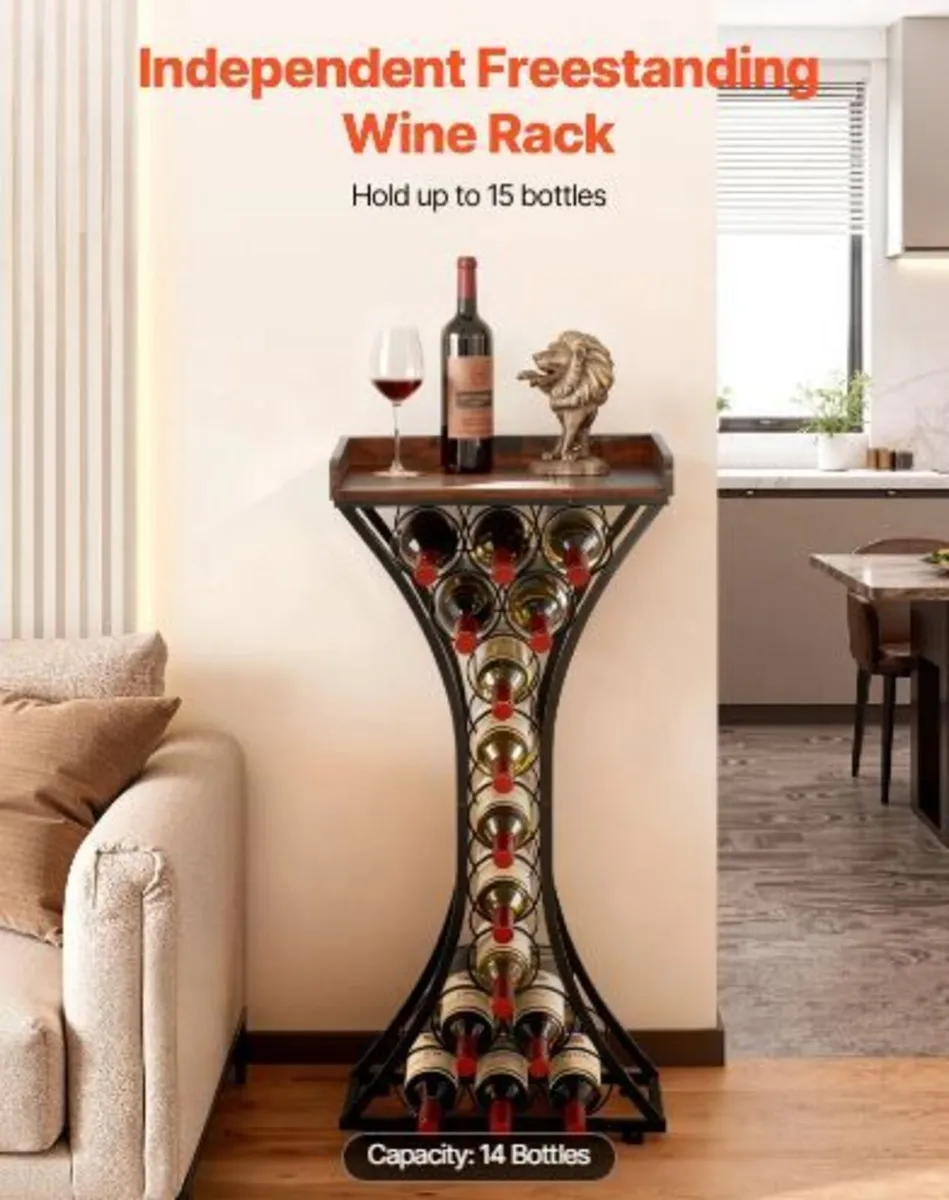 15 Bottle Wine Rack,Iron Freestanding Floor - Image 1