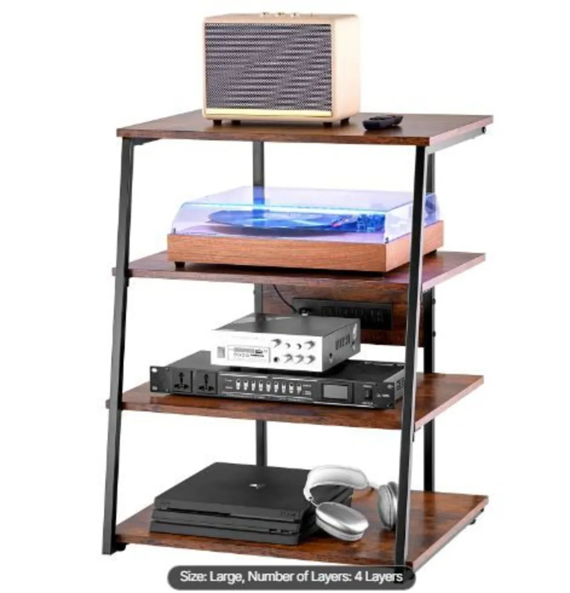 4-Tier AV Media Stand with Power Strips - Image 2