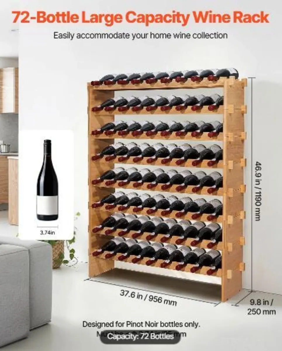 72 Bottle Stackable Modular Wine Rack - Image 2