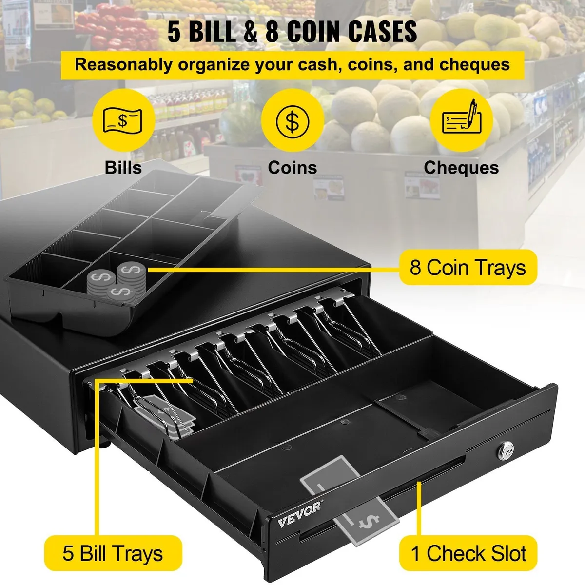12V Cash Register Drawer, 5 Bill & 8 Coin - Image 4