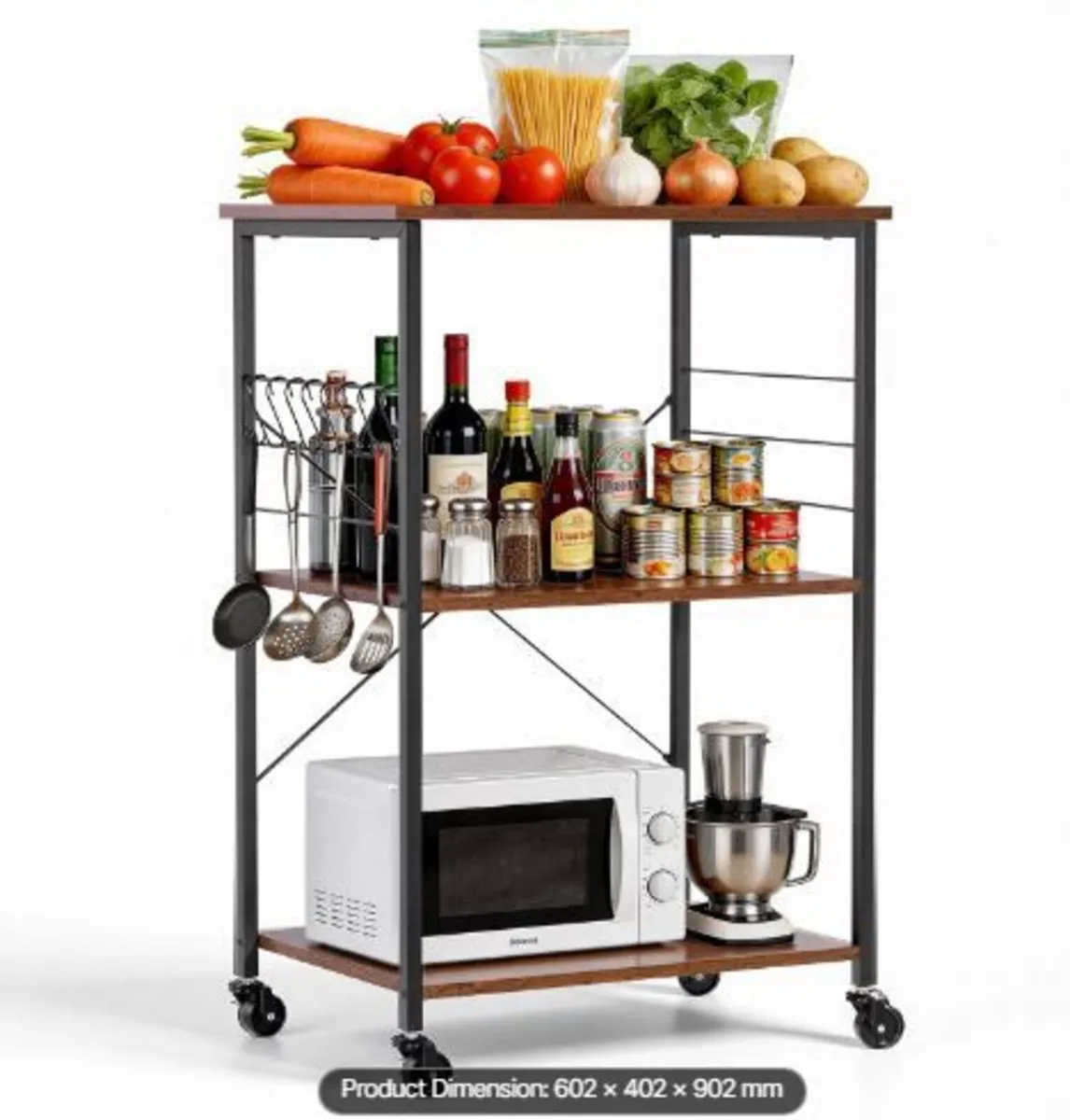 Kitchen Utility Cart, 3 Tier 60 cm - Image 3