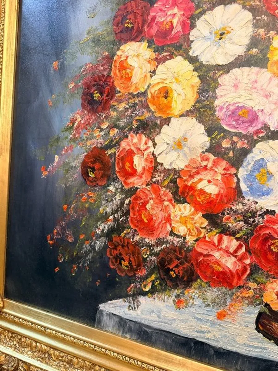 Monumental Floral Still Life Oil Painting - Image 4