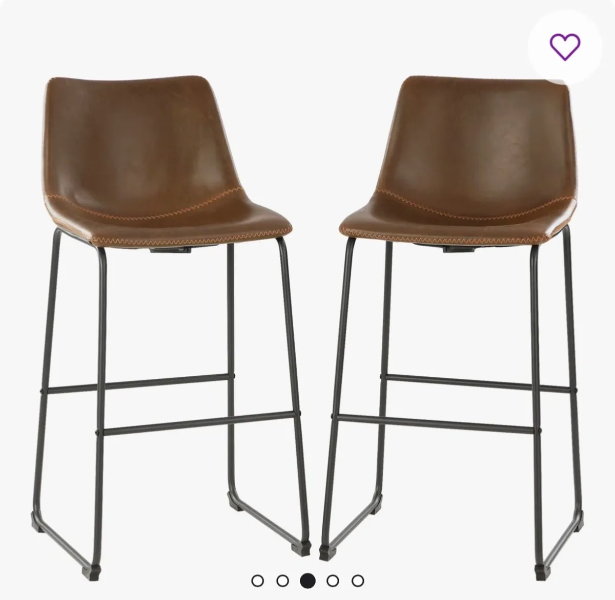 3 x Williston Forge Williams Faux Leather BarStool - Image 2