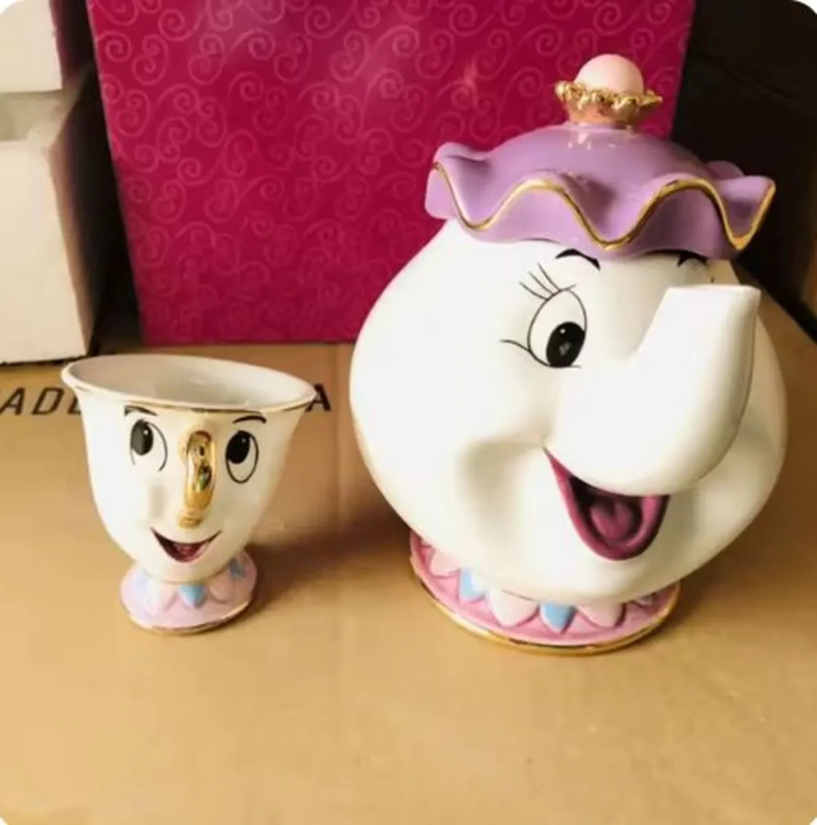 Mrs Pots and 2 chip mugs. Be Our Guest, - Image 1