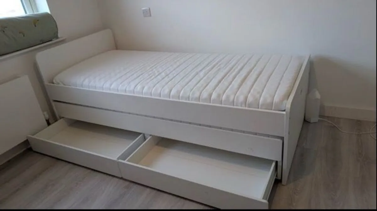 IKEA single bed with storage and extra bed space - Image 4